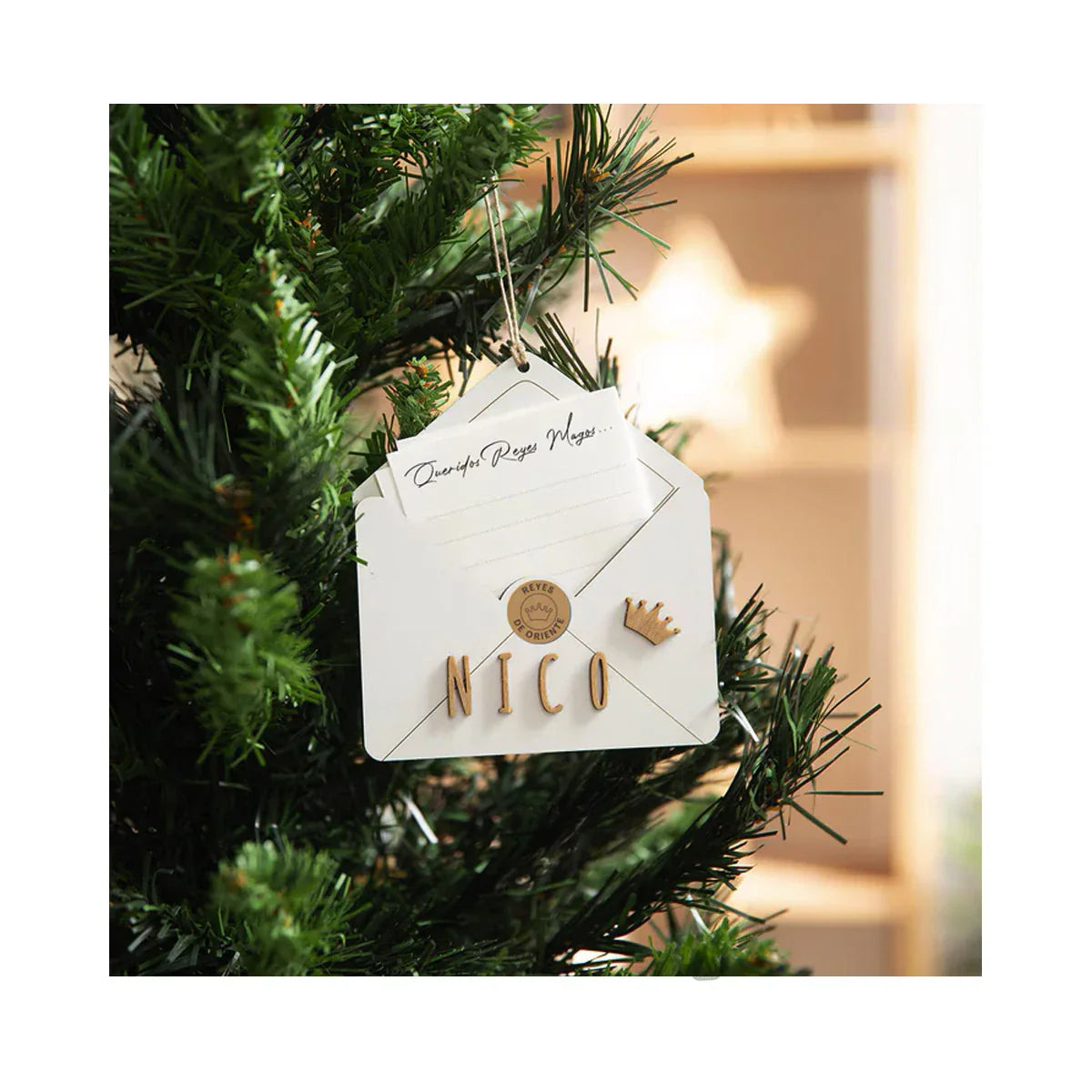 Adorno Vintiun Sobre de Madera Blanca - ALIBEY nens