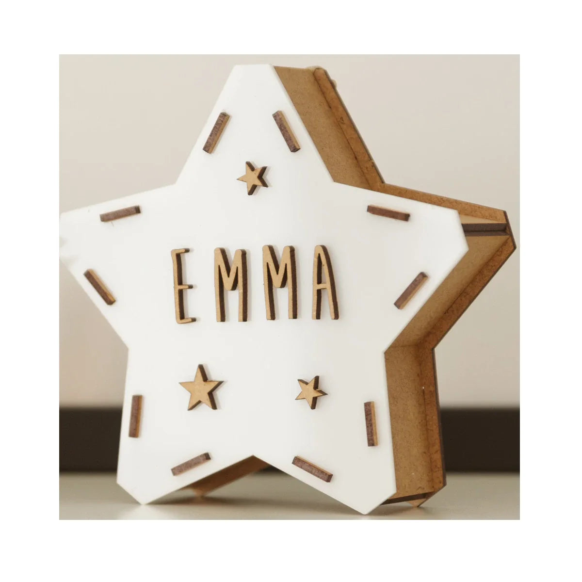 Estrella Quitamiedos Personalizable Mini Vintiun Madera - ALIBEY nens