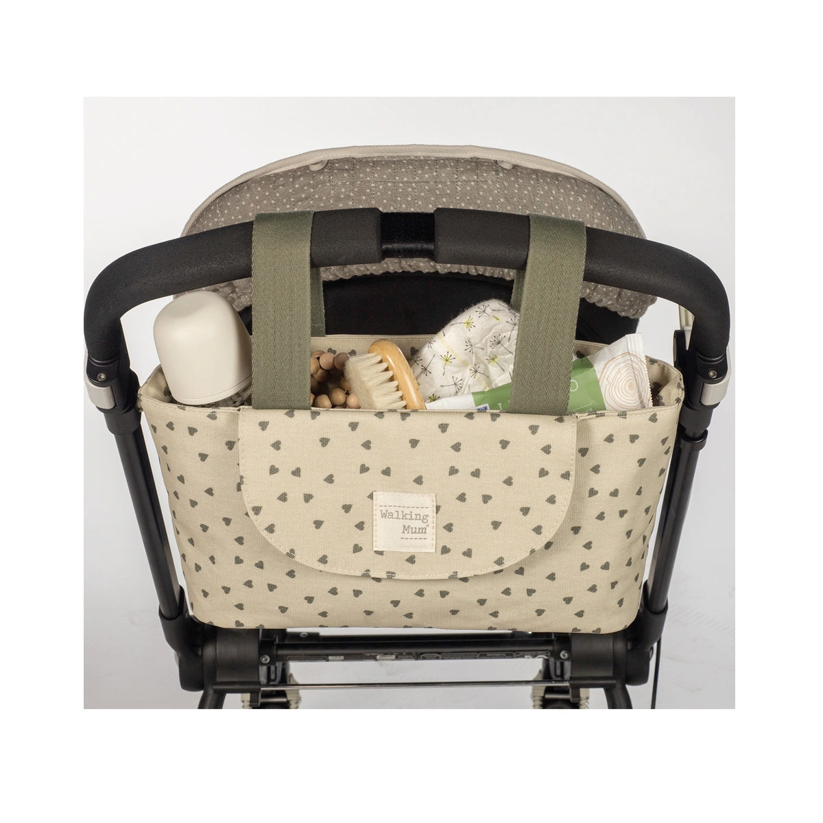 Organizador Walking Mum Corazones Poppy Musgo