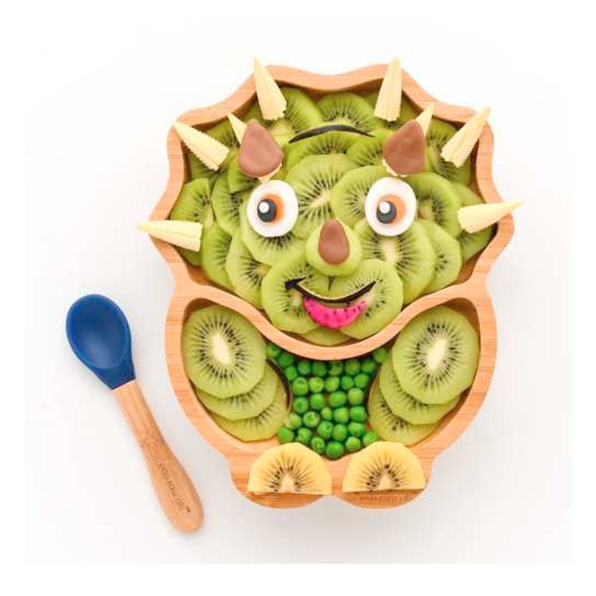 Plato Bambú Eco Rascals Dino Azul