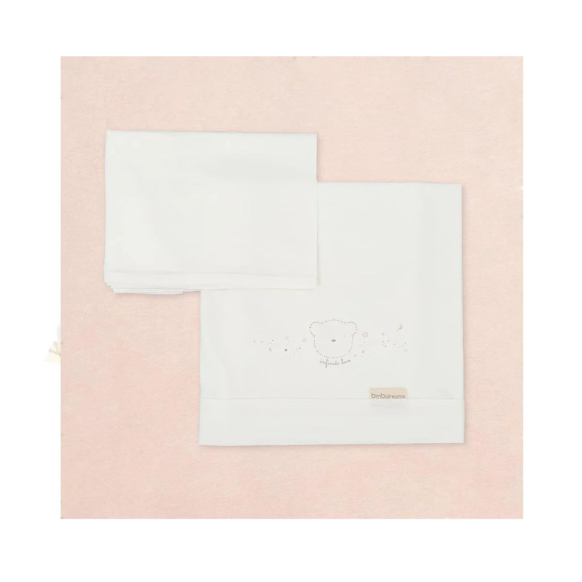 Tríptico de Sábanas Punto para Minicuna BimbiDreams Infinite Love Pink - ALIBEY nens