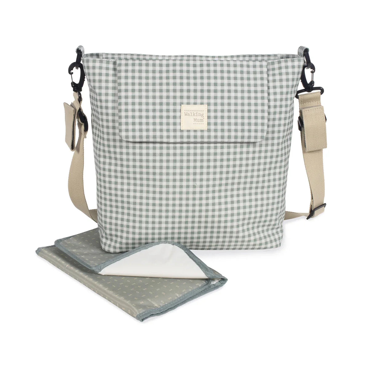 Bolsa Canastilla Walking Mum I Love Vichy Verde - ALIBEY nens