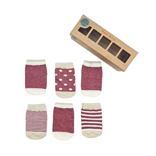 Calcetines 0-6 Meses Monnuage Topos / Rayas Burdeos
