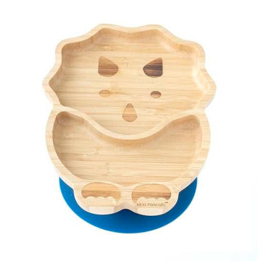 Plato Bambú Eco Rascals Dino Azul