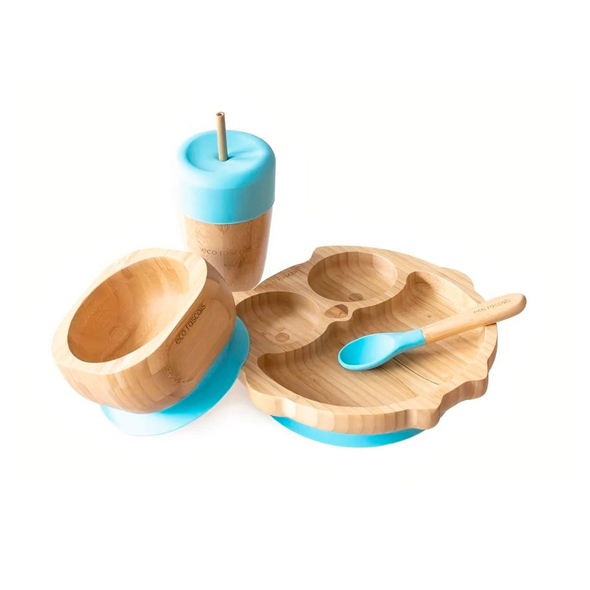 Vajilla Bambú Eco Rascals Búho Azul