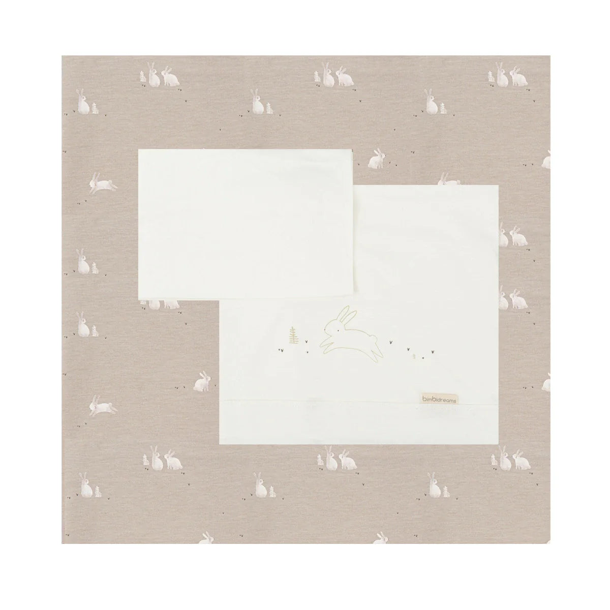 Tríptico de Sábanas de Punto para Cuna BimbiDreams Bunny Gris Beige - ALIBEY nens